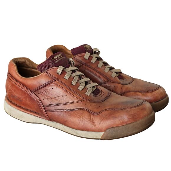 Men's Brown Leather Rockport ProWalker 7100 Laceup Sneaker - Size 12 - Picture 2 of 15